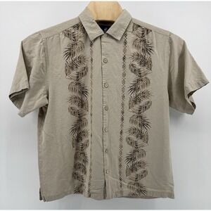 Caribbean Joe Hawaiian‎ Shirt Men's Size L 100% Silk Floral Tropical Beach Aloha